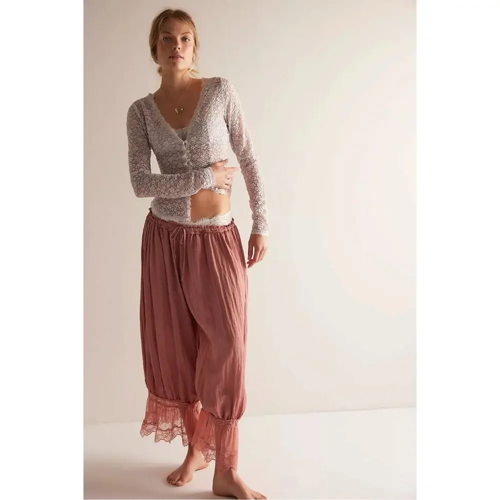 Free People Dainty Ethereal Cottage Lara Lace Top Light Lilac Ash Size Small NEW
